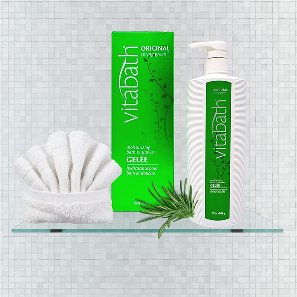 Vitabath gel texture on hand showing silky, hydrating feel