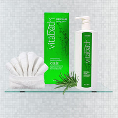 Vitabath gel texture on hand showing silky, hydrating feel