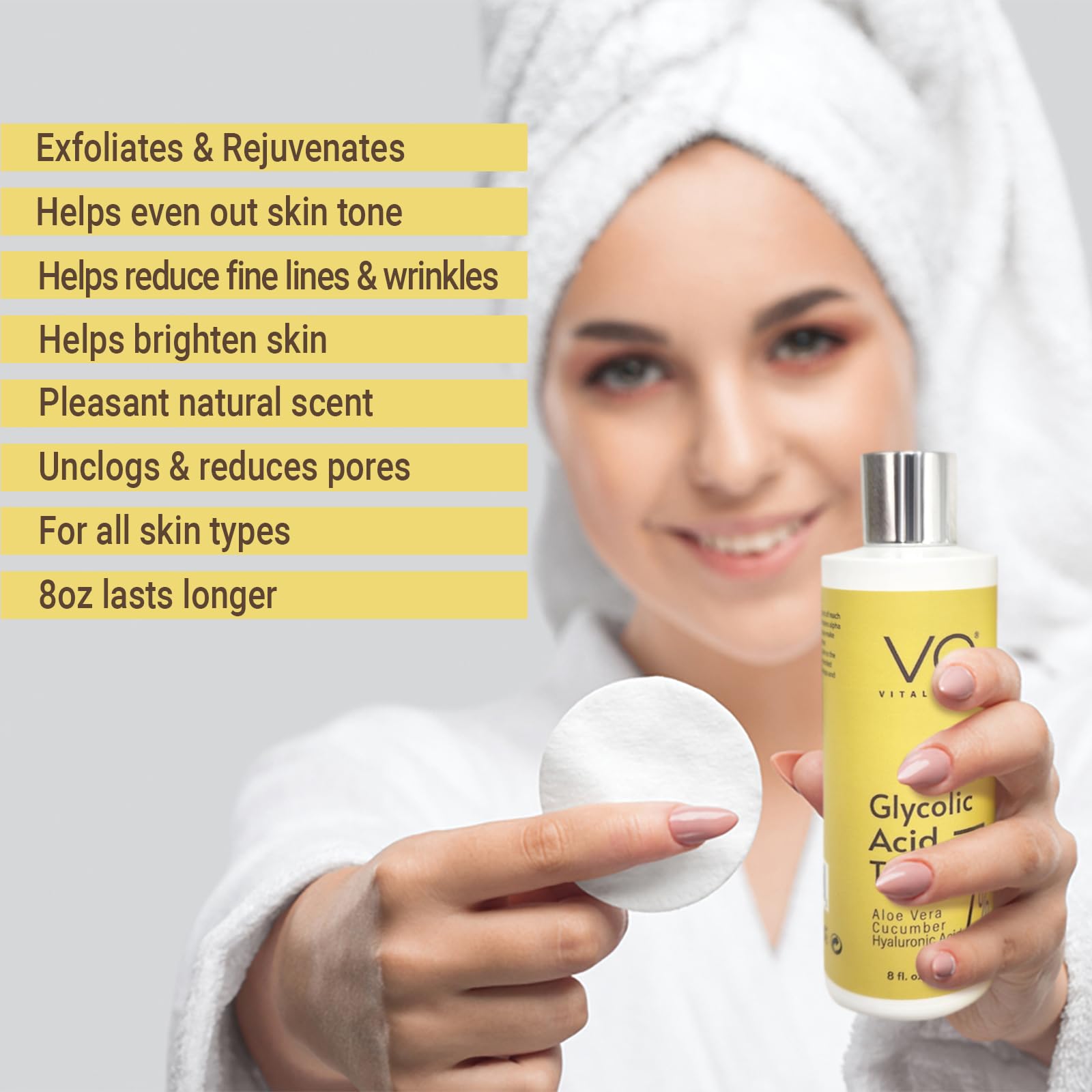 VITAL AFFAIR label close-up highlighting 7% glycolic acid and pH 3.6