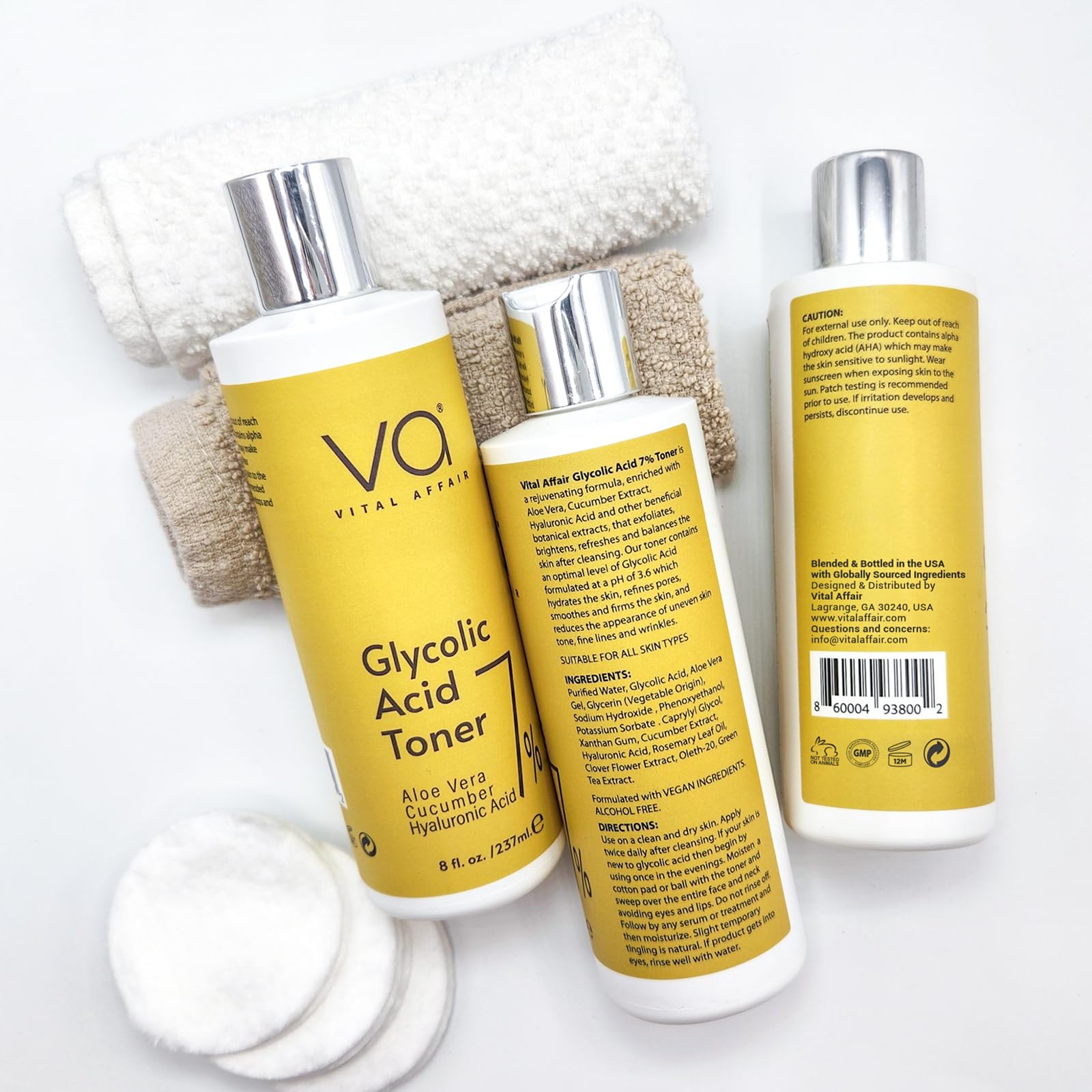VITAL AFFAIR pour showing lightweight toner texture and fast absorption benefit