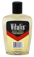 Vitalis front bottle view showing label and 7 fl oz size for easy identification and storage