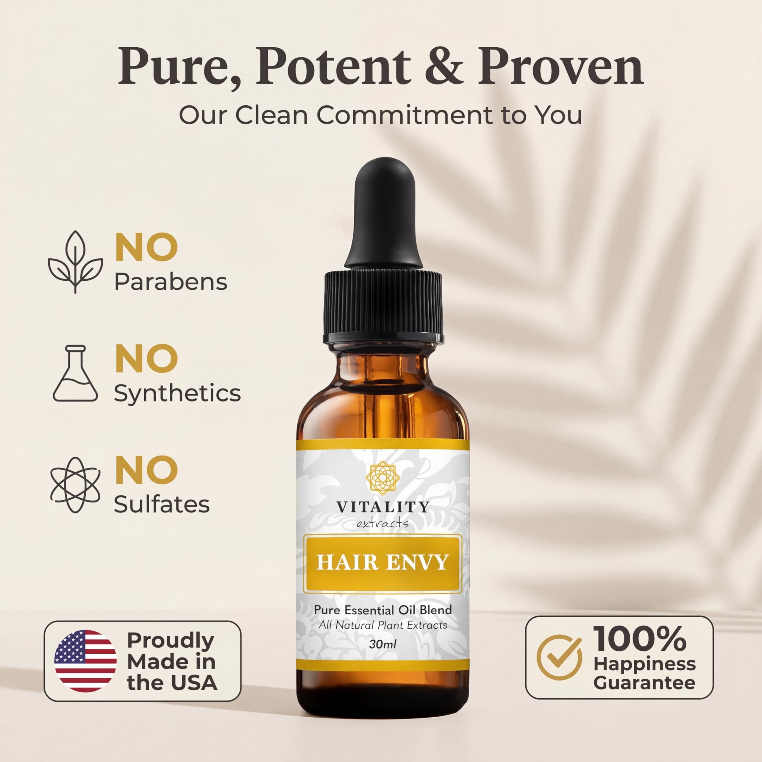 Vitality side-by-side before and after hair appearance showing reduced breakage benefit fuller look