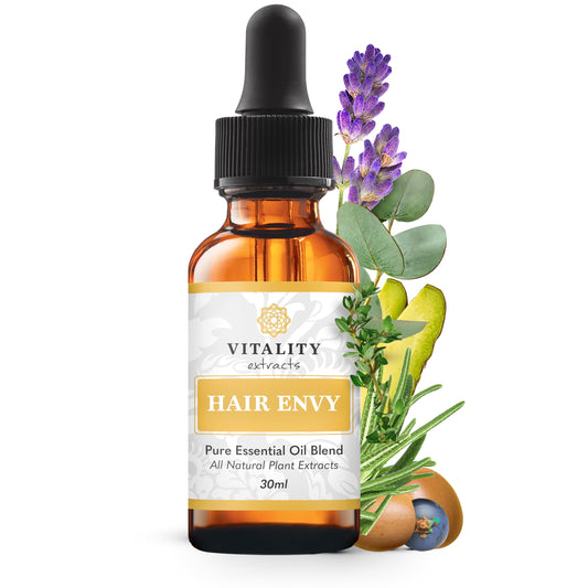 Vitality bottle front view showing clean natural oil formula benefit shine