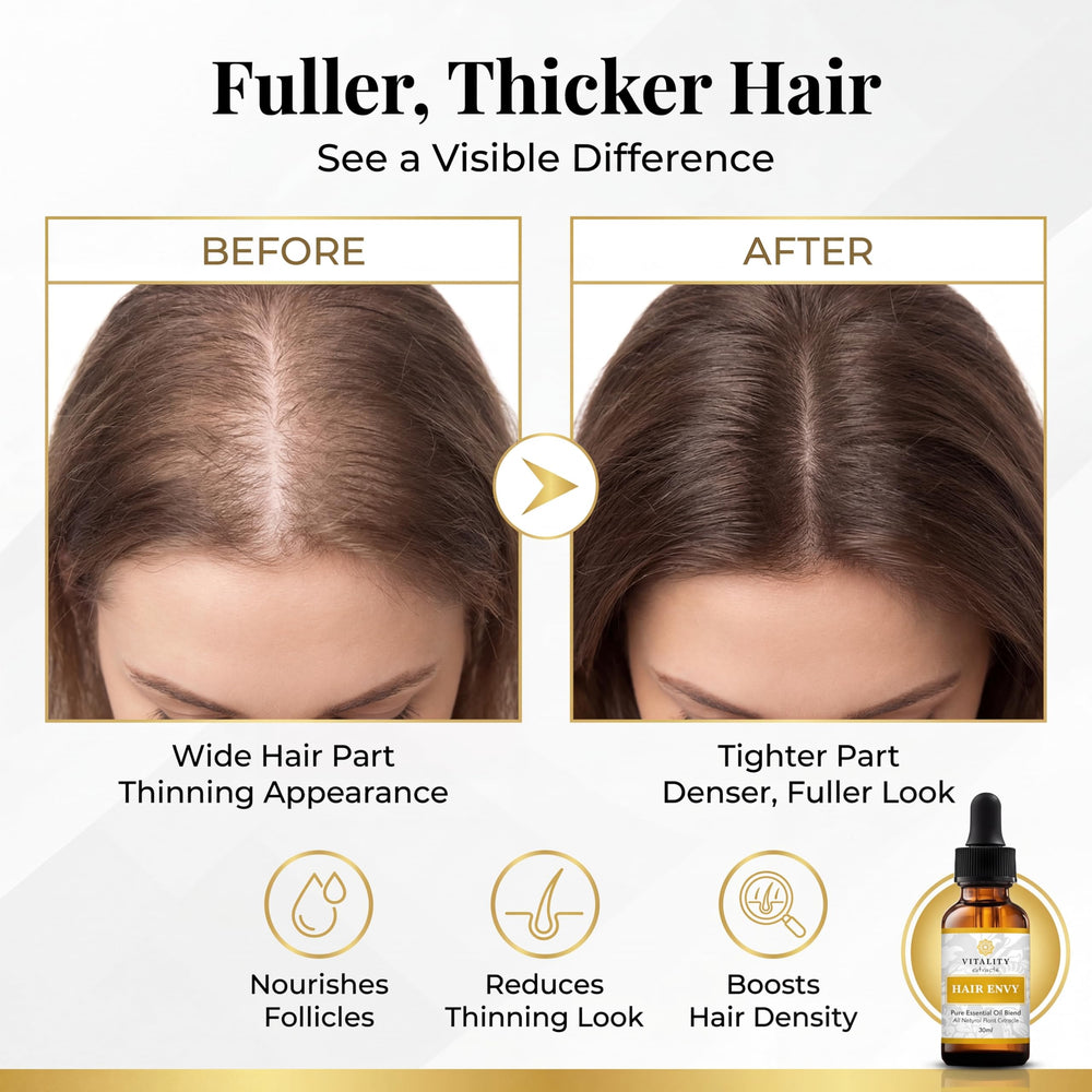 Vitality applying serum to scalp during massage to stimulate follicles benefit comfort