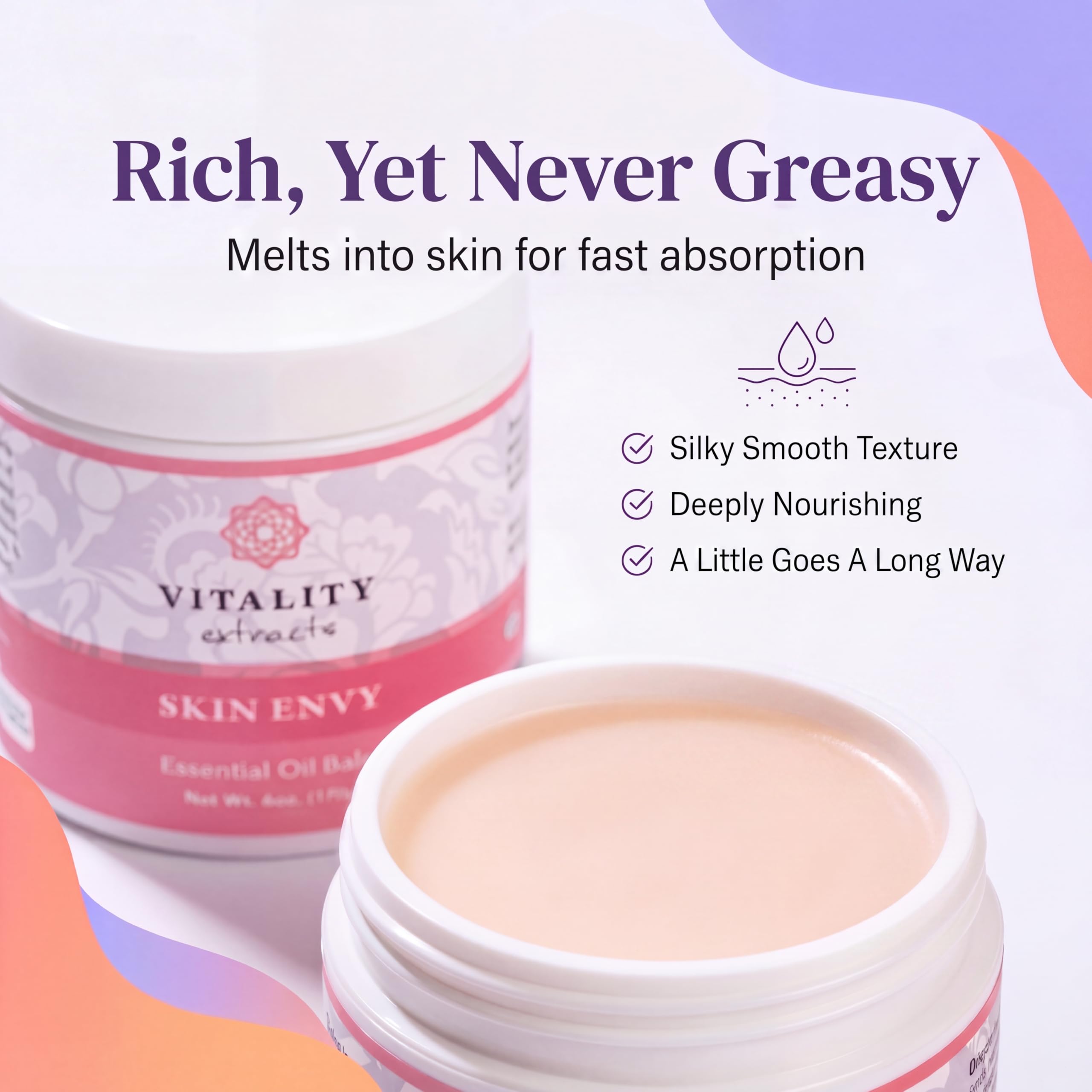 Vitality Skin Envy applied to hands demonstrating deep hydration benefit