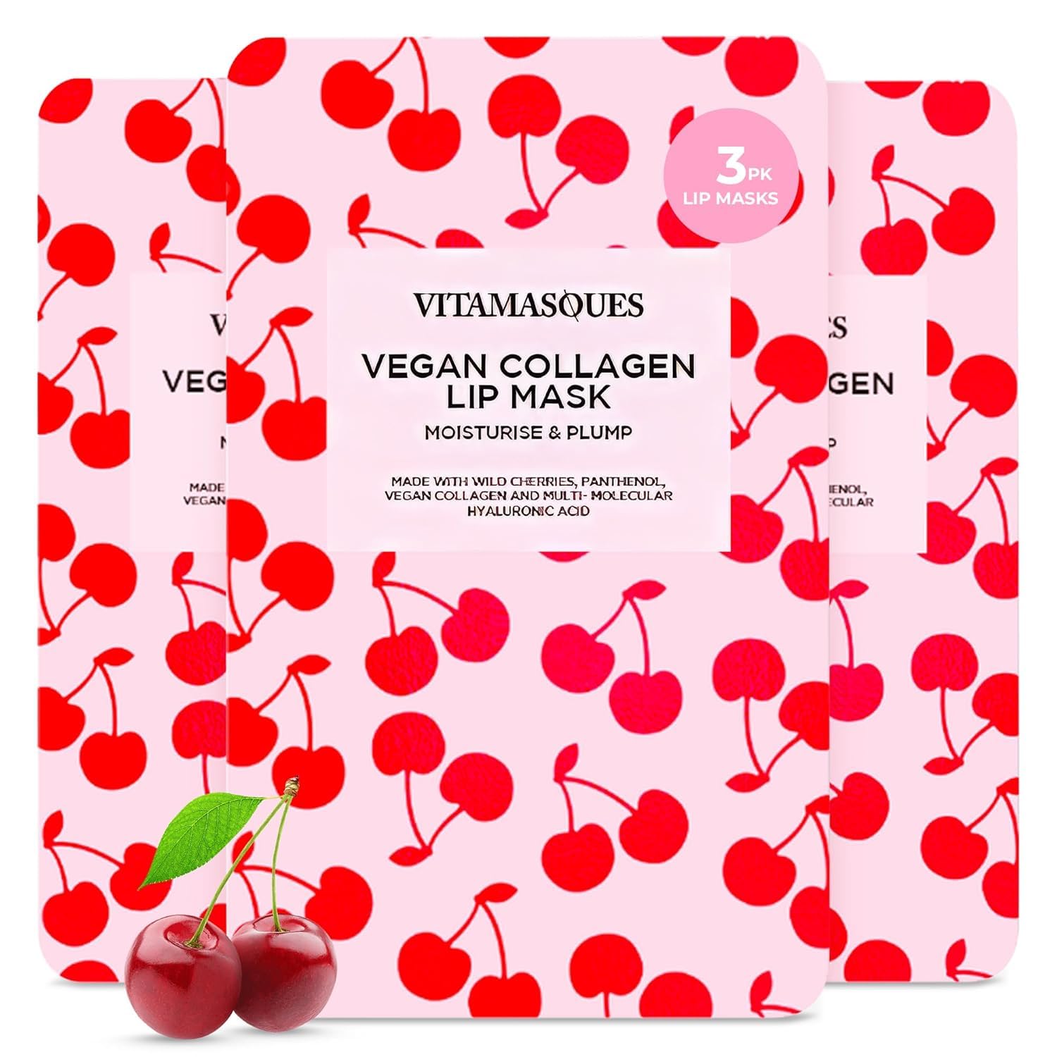 Vitamasques front packaging showing 3-pack, travel-ready hydration