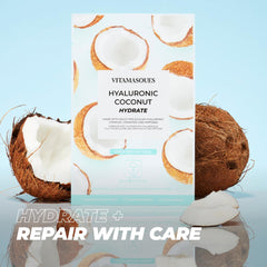 Vitamasques ingredients label listing coconut, hyaluronic, ceramide, peptides