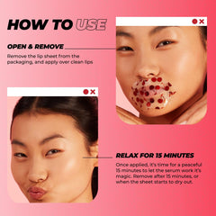 Vitamasques lip mask applied on model for visible plumping effect