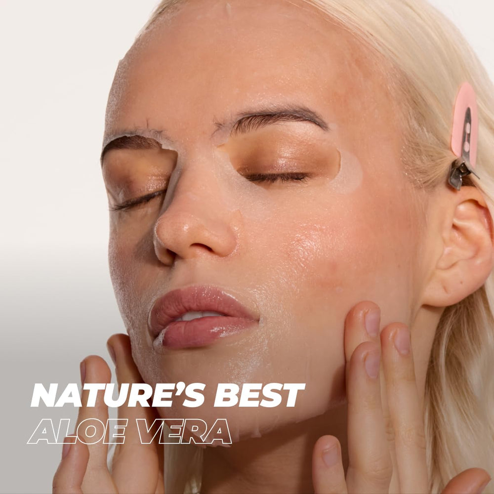 Vitamasques mask applied on model demonstrating easy use and instant cooling benefit