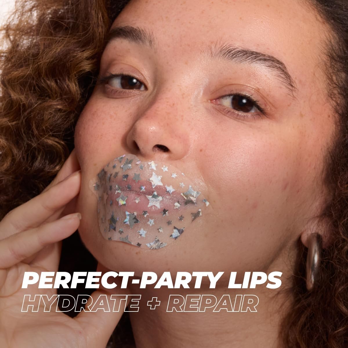 Vitamasques close-up metallic lip print on gel sheet highlights fun design