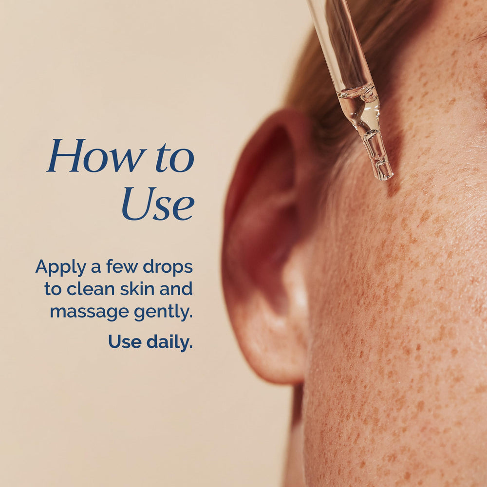 VITAMINS AND SEA BEAUTY hand applying dropper demonstrating easy layering benefit