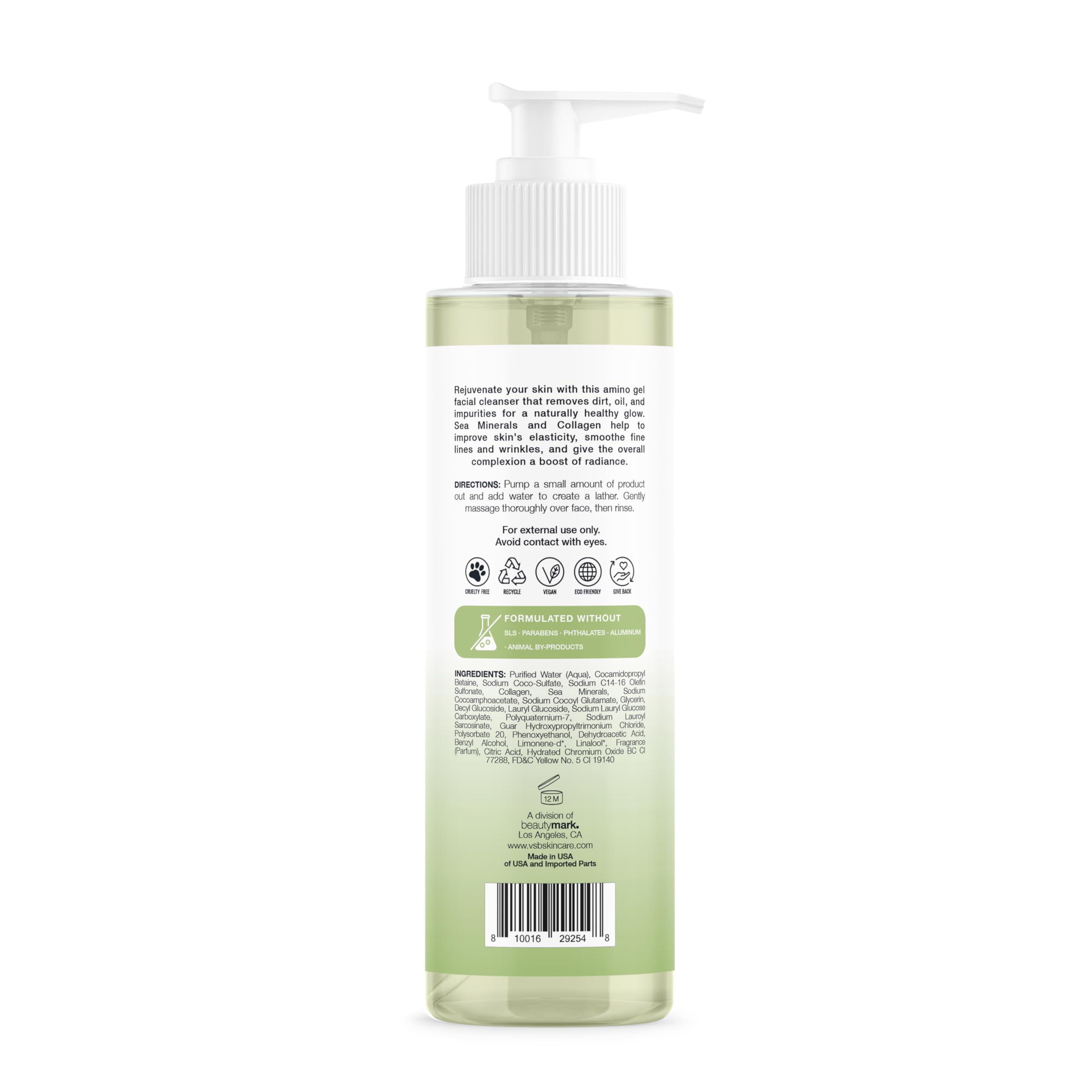 VITAMINS AND SEA BEAUTY bottle beside recyclable packaging promoting eco-conscious choice