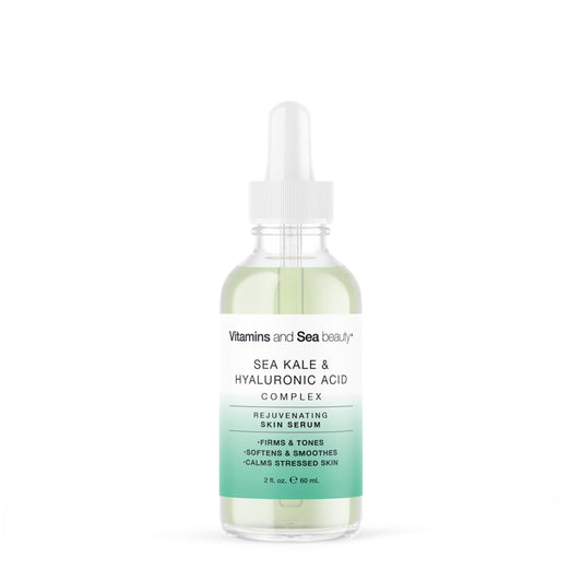 VITAMINS AND SEA BEAUTY front bottle showing label and size benefit hydration