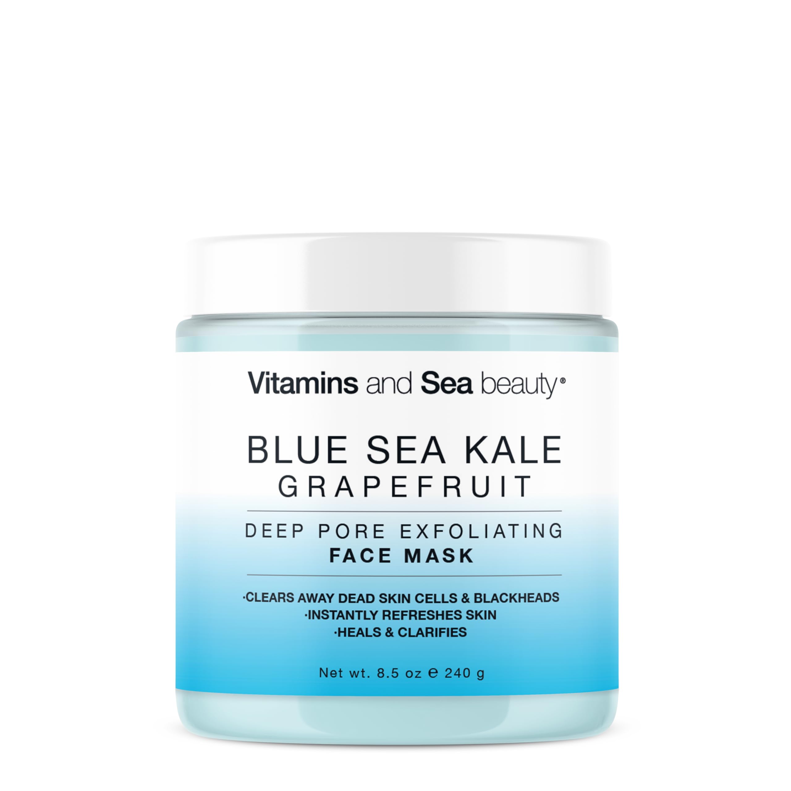 VITAMINS AND SEA BEAUTY jar front view showing label and clean packaging benefit