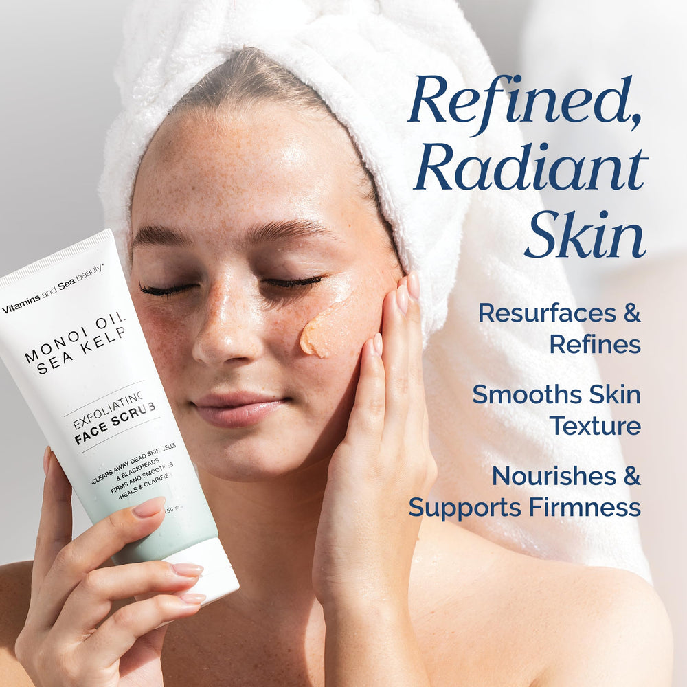 VITAMINS AND SEA BEAUTY scrub texture close-up showing fine pumice for effective buffing