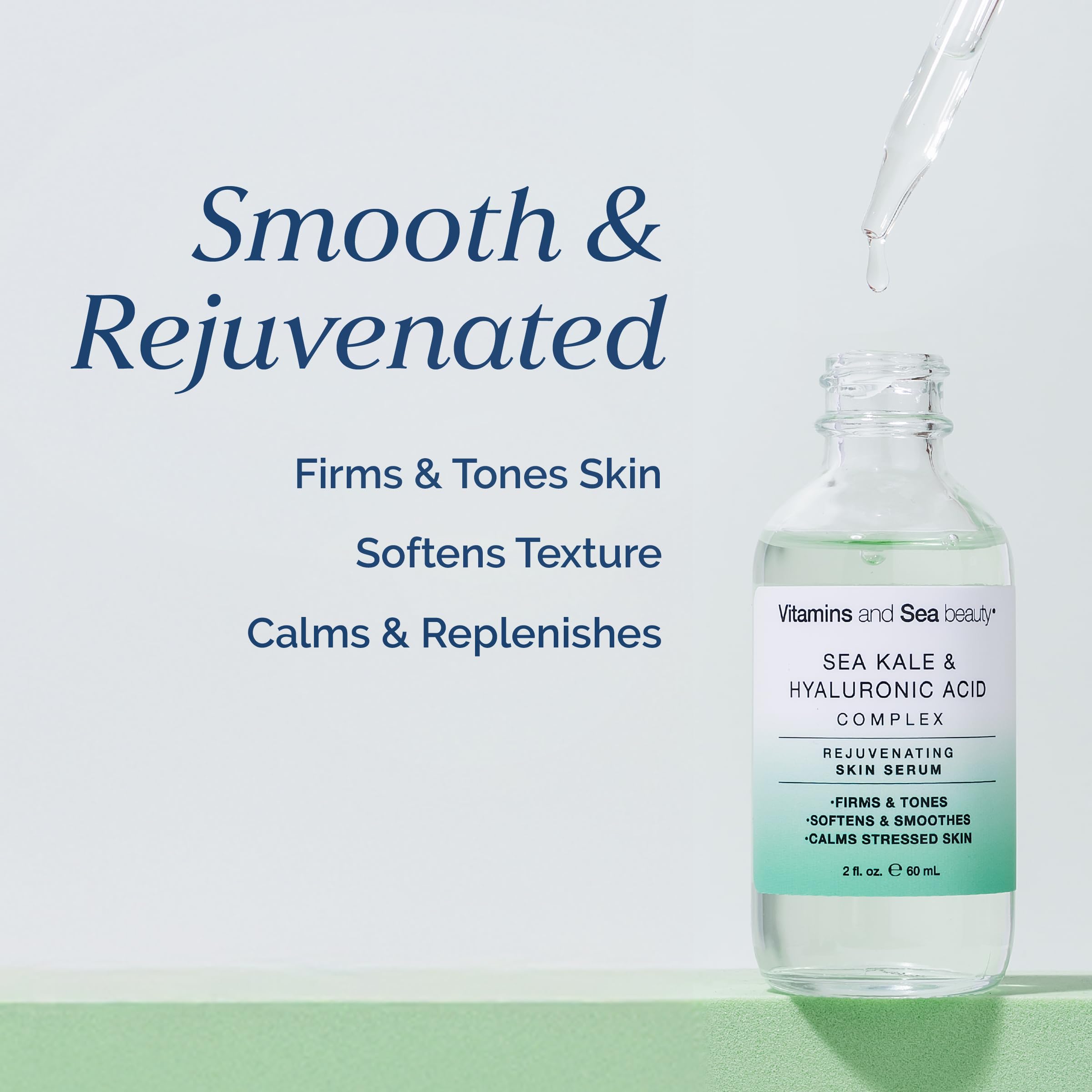 VITAMINS AND SEA BEAUTY serum texture close-up illustrating lightweight absorption benefit