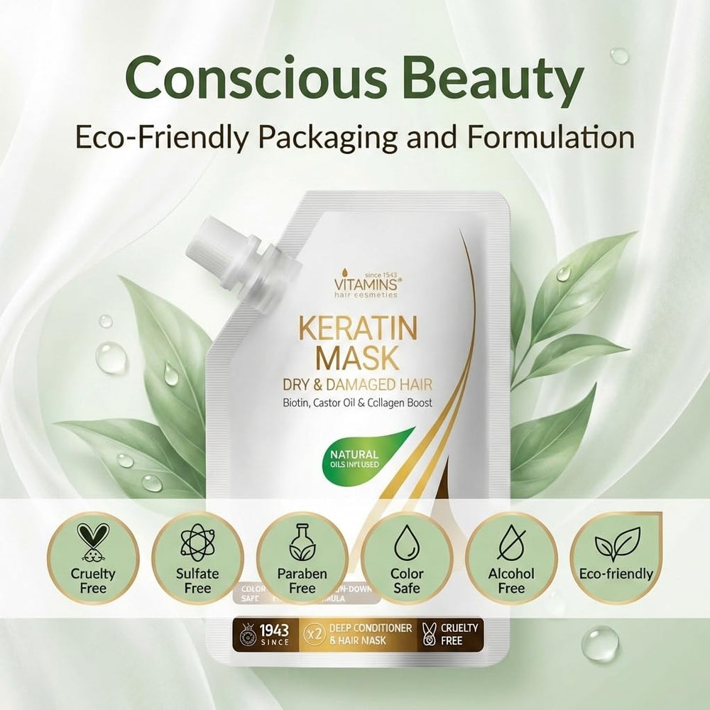 VITAMINS hair cosmetics closeup of ingredients label highlighting key actives