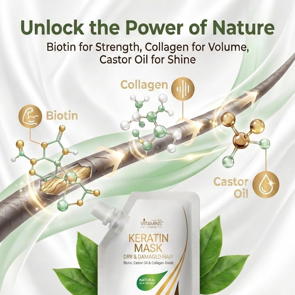 VITAMINS hair cosmetics open jar creamy mask texture for deep repair