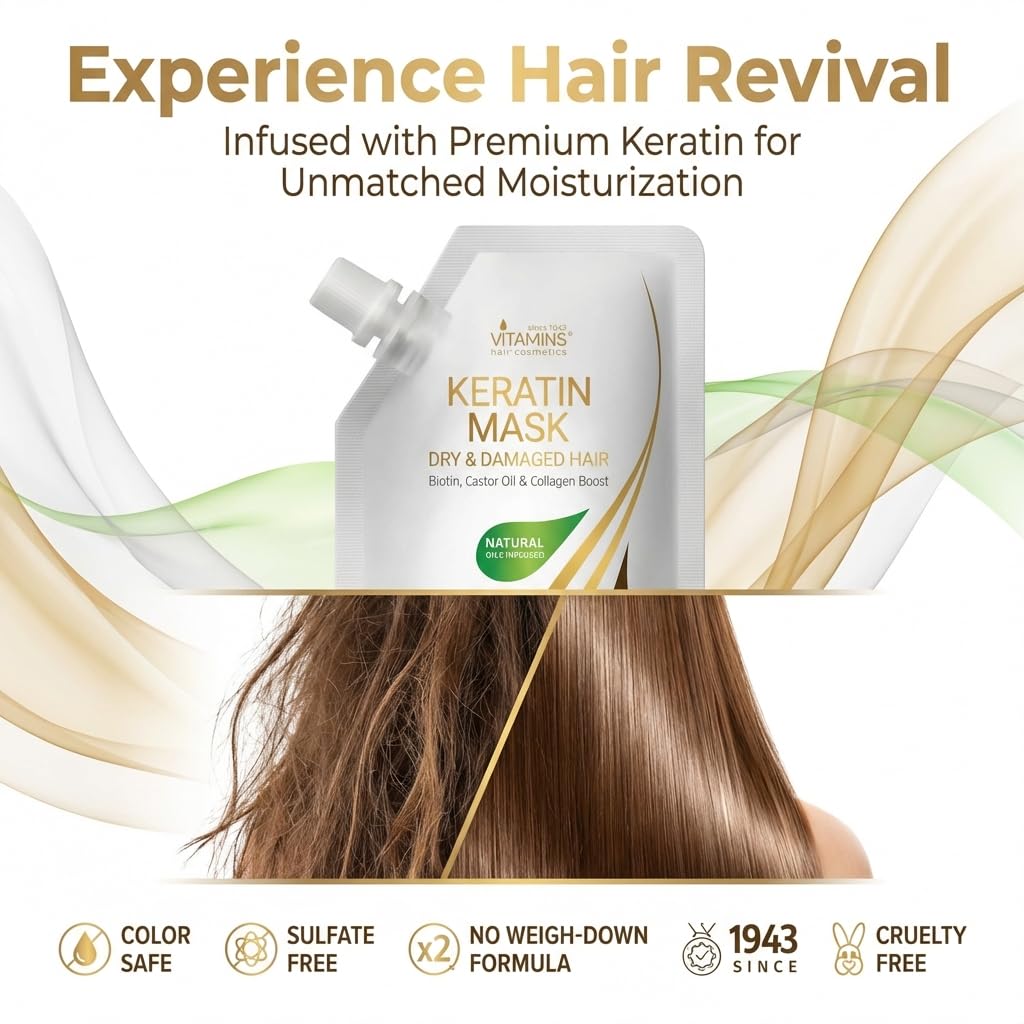 VITAMINS hair cosmetics applied in palm demonstrating easy spread