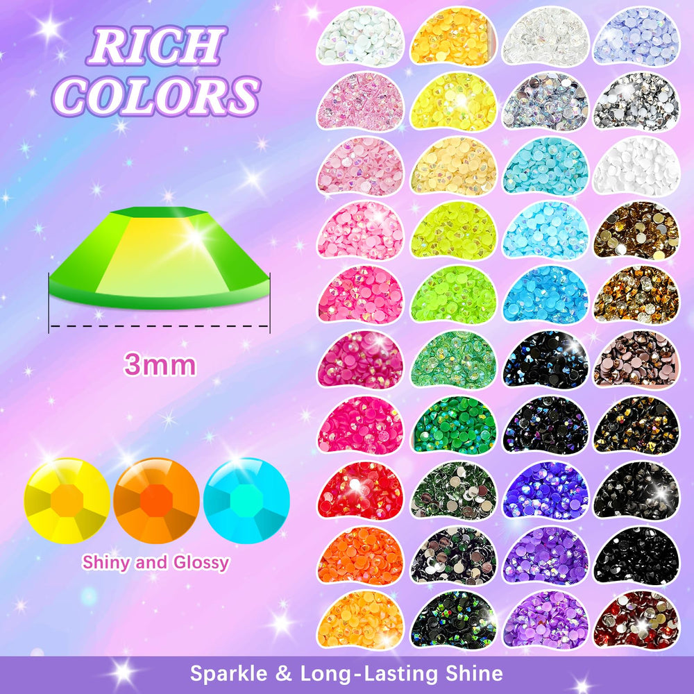 VIVIBOOM 3mm resin rhinestones close-up showing AB-like shine for vivid sparkle