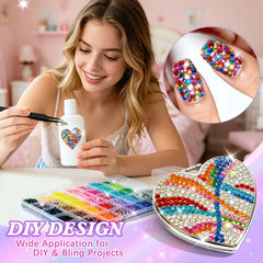 VIVIBOOM rhinestones applied to nails demonstrating neat placement and visible bling