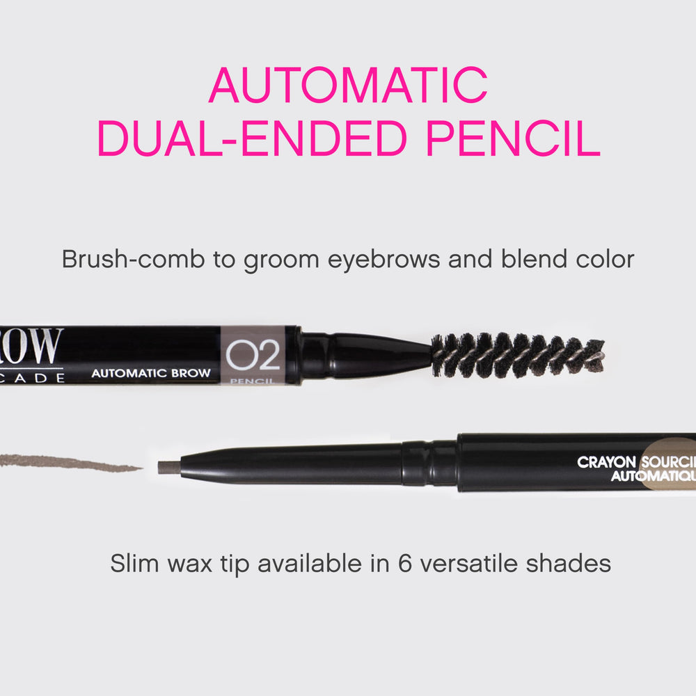 Vivienne Sabó dual-ended pencil view highlighting tip and brush for convenient use