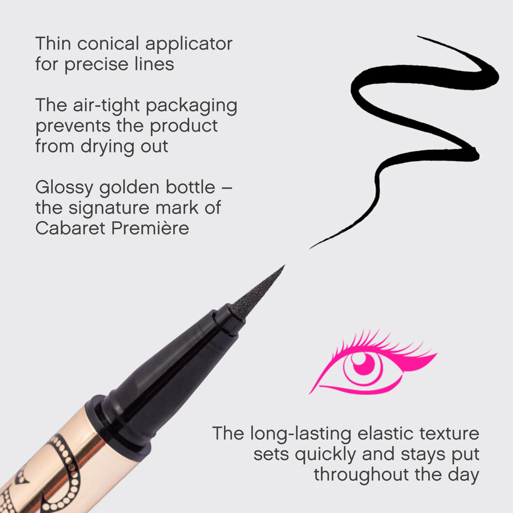 Vivienne Sabó single black stroke on skin demonstrating rich pigment
