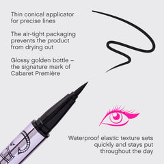 Vivienne Sabó black eyeliner swatch on skin showing matte payoff