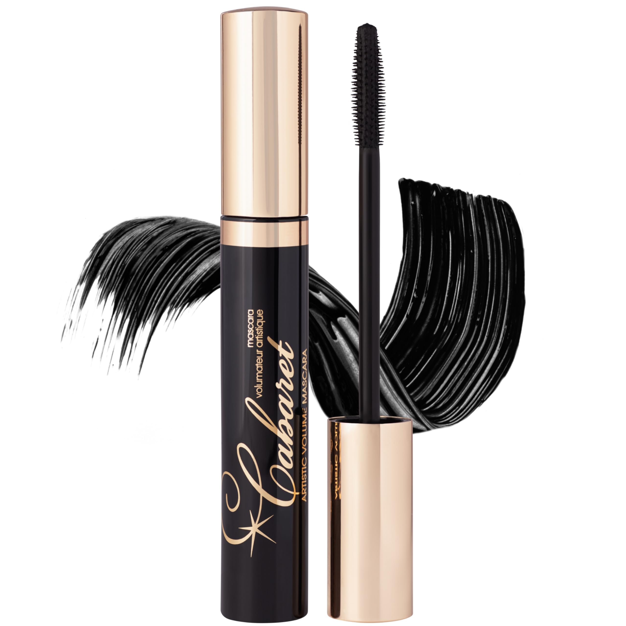 Vivienne Sabó front packaging showing compact mascara tube and black finish benefit