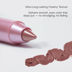 Vivienne Sabó lip swatch on model demonstrating natural brownish-pink finish