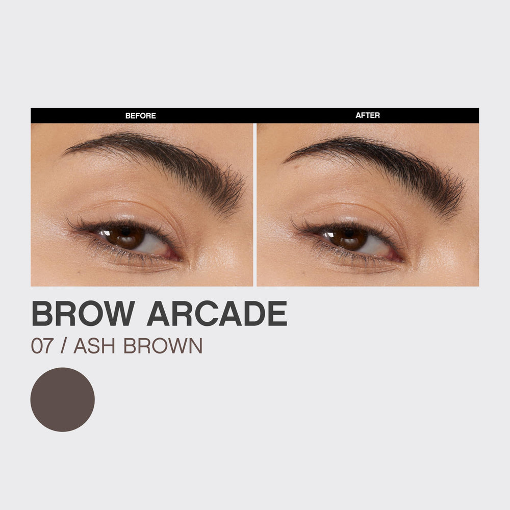 Vivienne Sabó swatch strokes on skin showing Ash Brown color payoff