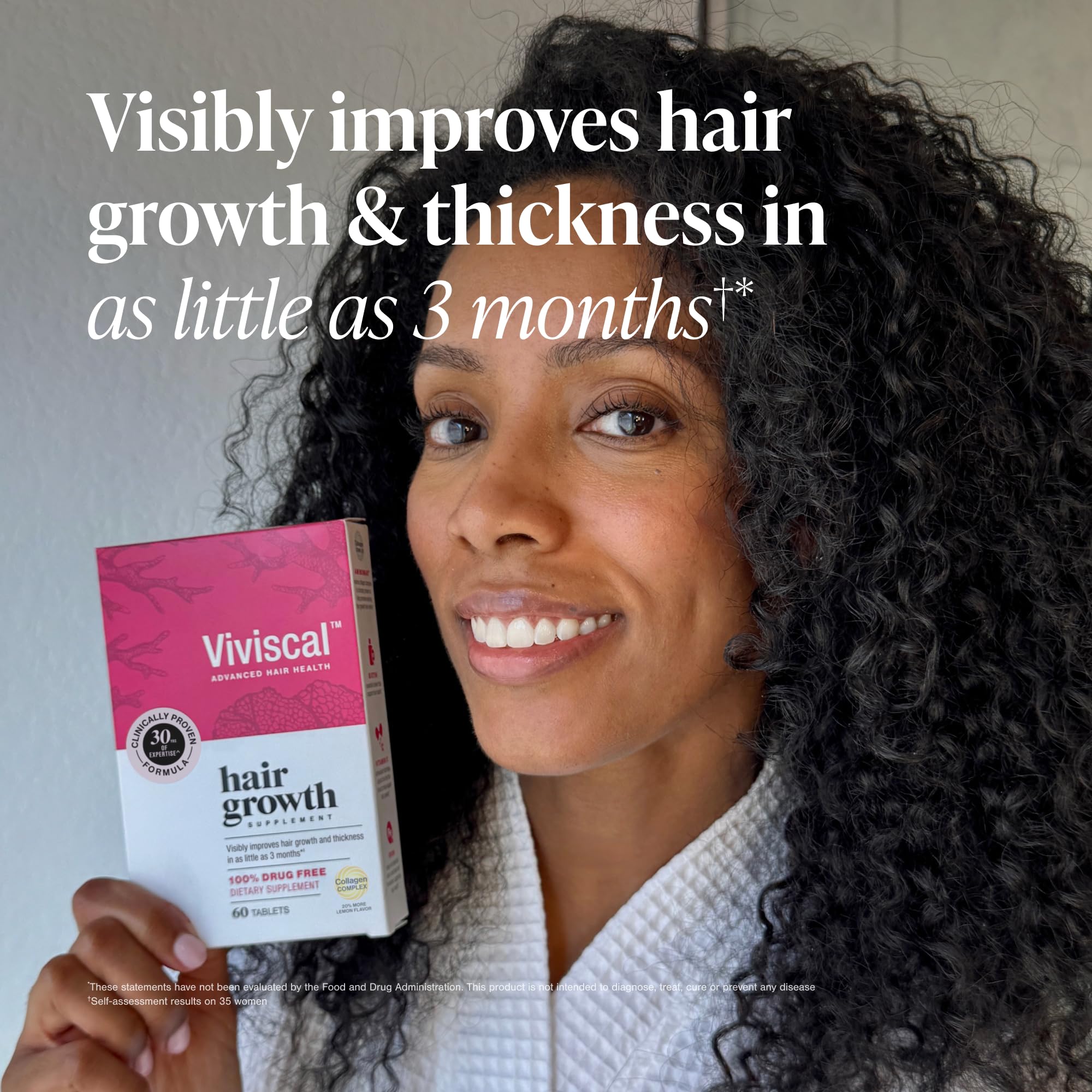 Viviscal 180 tablets spread to show three-month supply and consistent dosing benefit