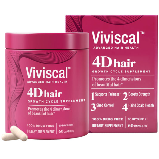 Viviscal front packaging showing product and benefits for fuller hair