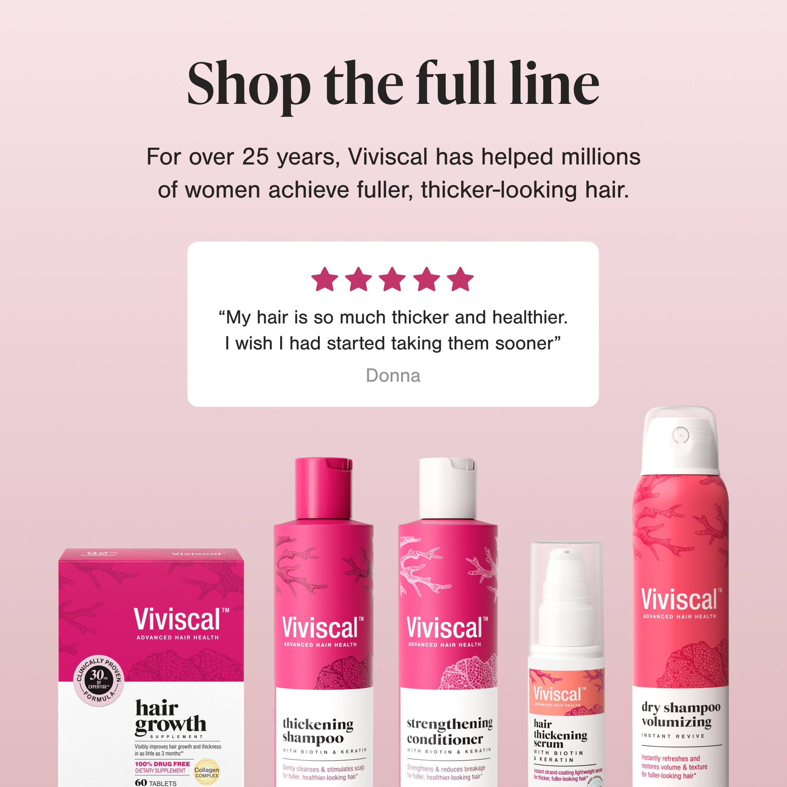 Viviscal ingredients label with seaweed and collagen emphasizing nourishing texture support.