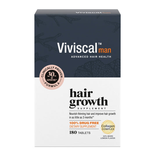 Viviscal front packaging showing 180 tablets and three-month supply benefit