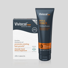 Viviscal with thickening shampoo duo illustrating combined regimen benefit