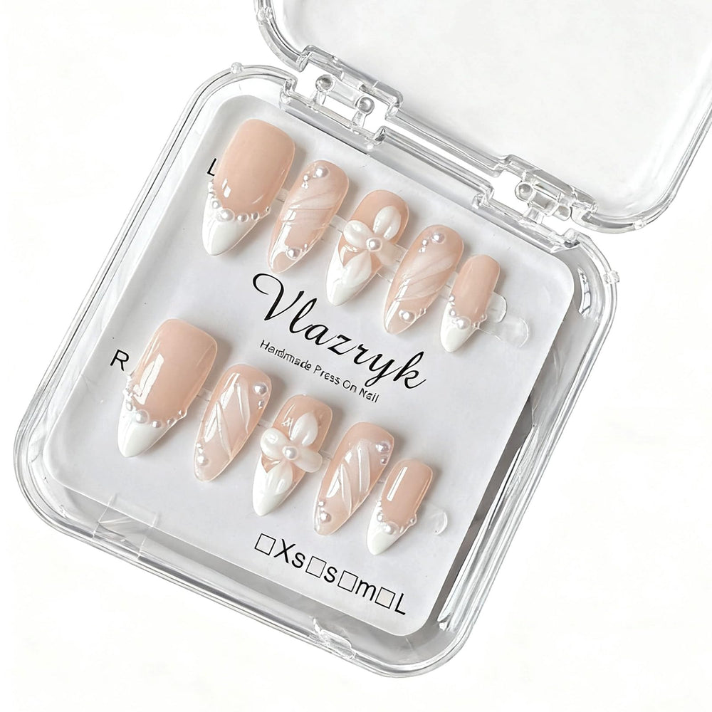 Vlazryk front packaging of press-on nails showing kit benefits
