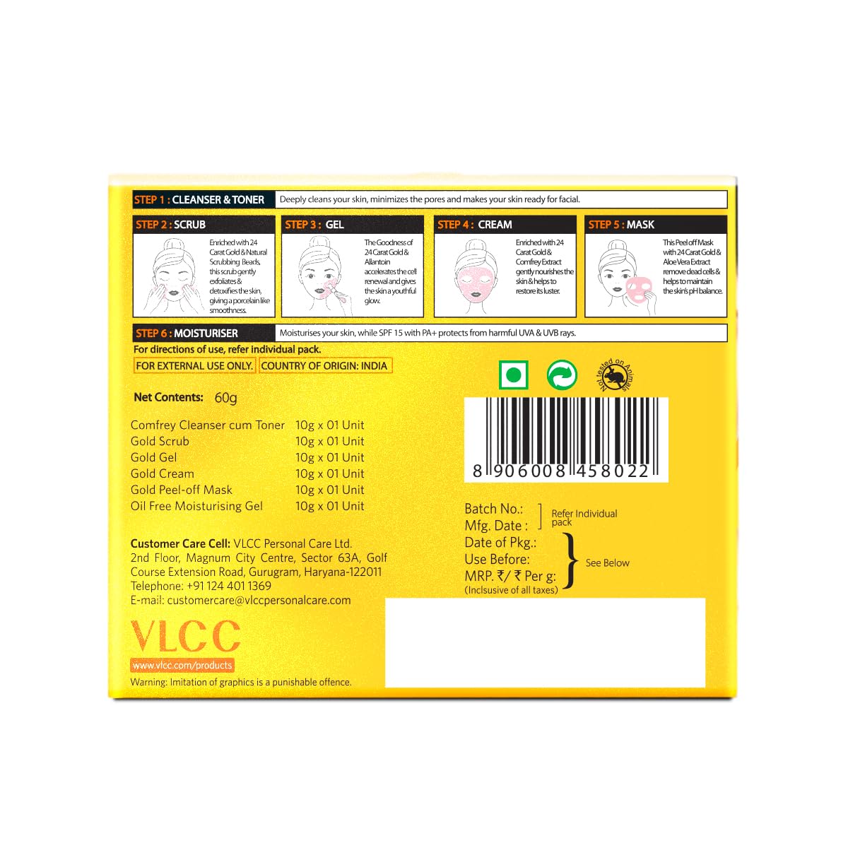 VLCC branding and instructions sheet to guide correct sequence and user confidence