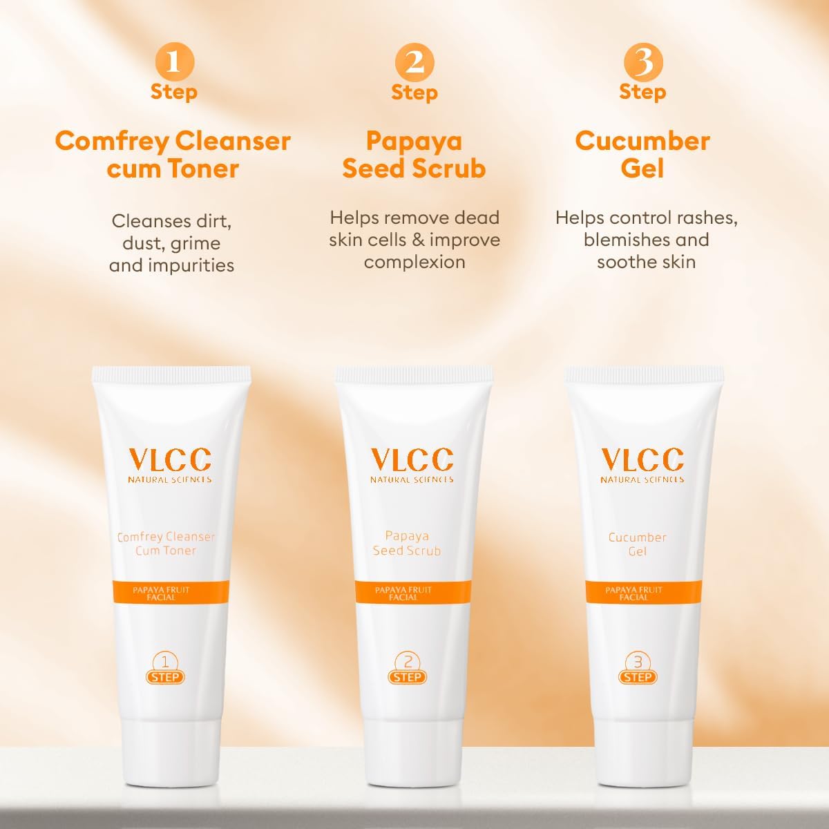 VLCC kit beside fresh papaya emphasizing natural enzyme benefits