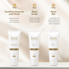 VLCC before and after visual showing brighter, clearer skin