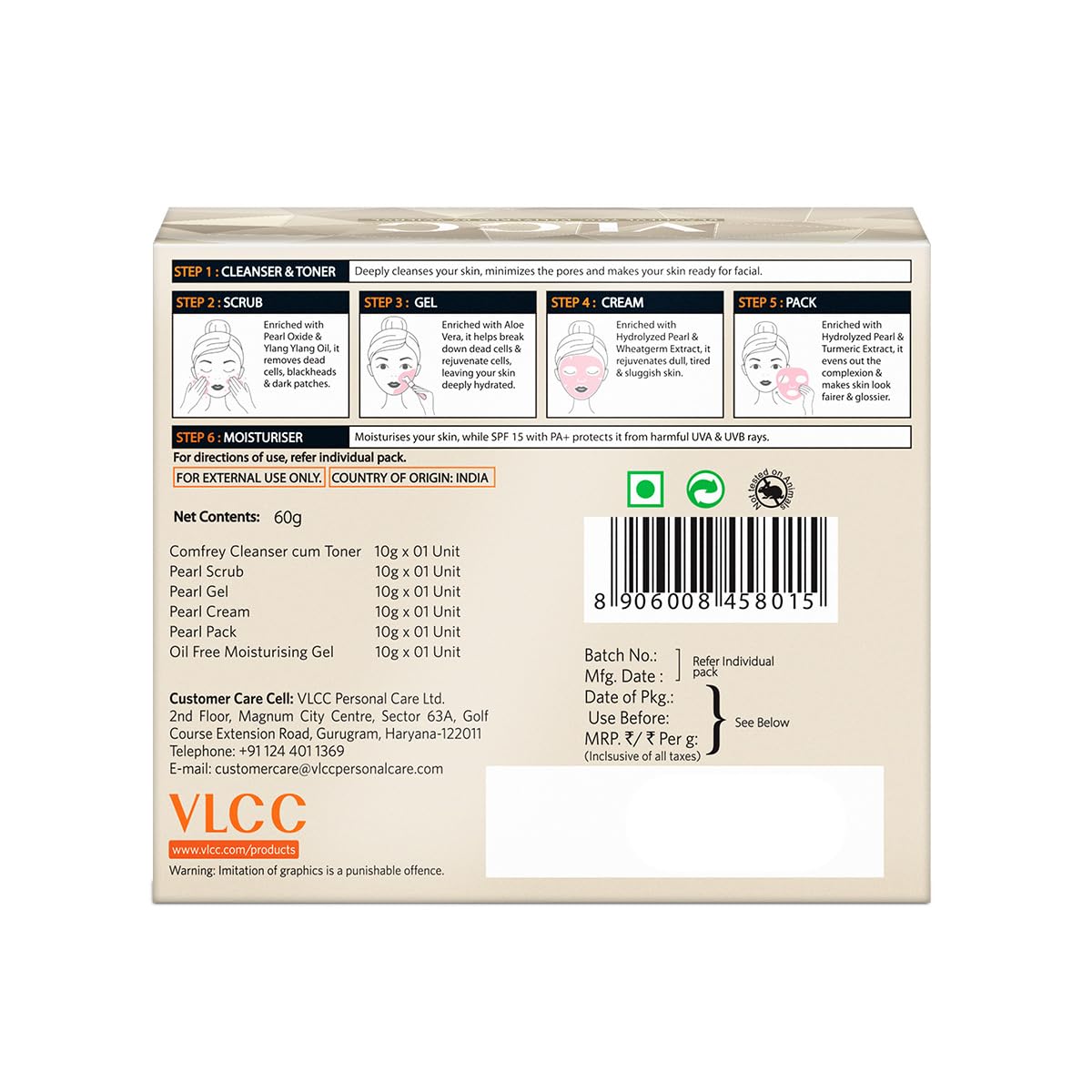 VLCC kit staged on bathroom shelf suggesting daily routine benefit