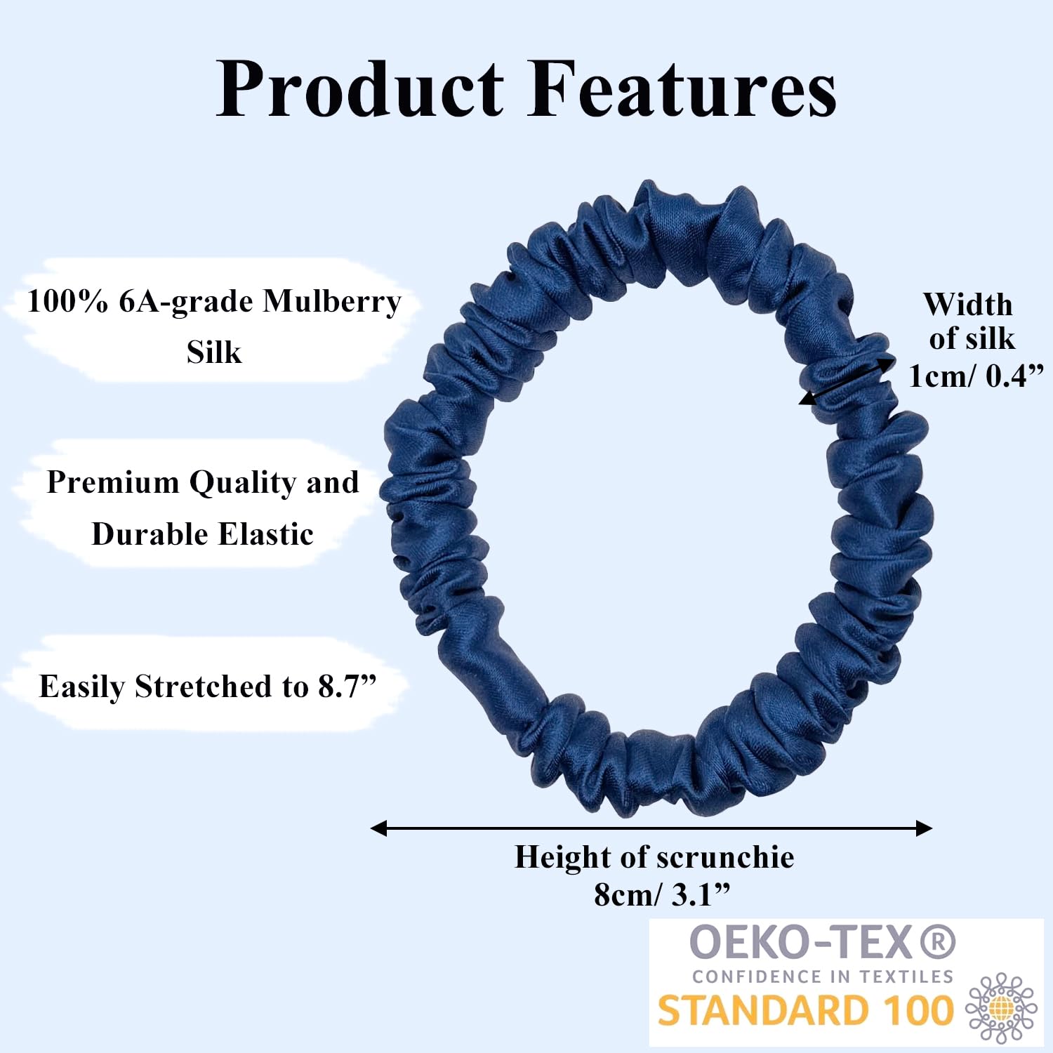 VLOMOT scrunchie worn in a ponytail on model showing secure hold benefit: no creases