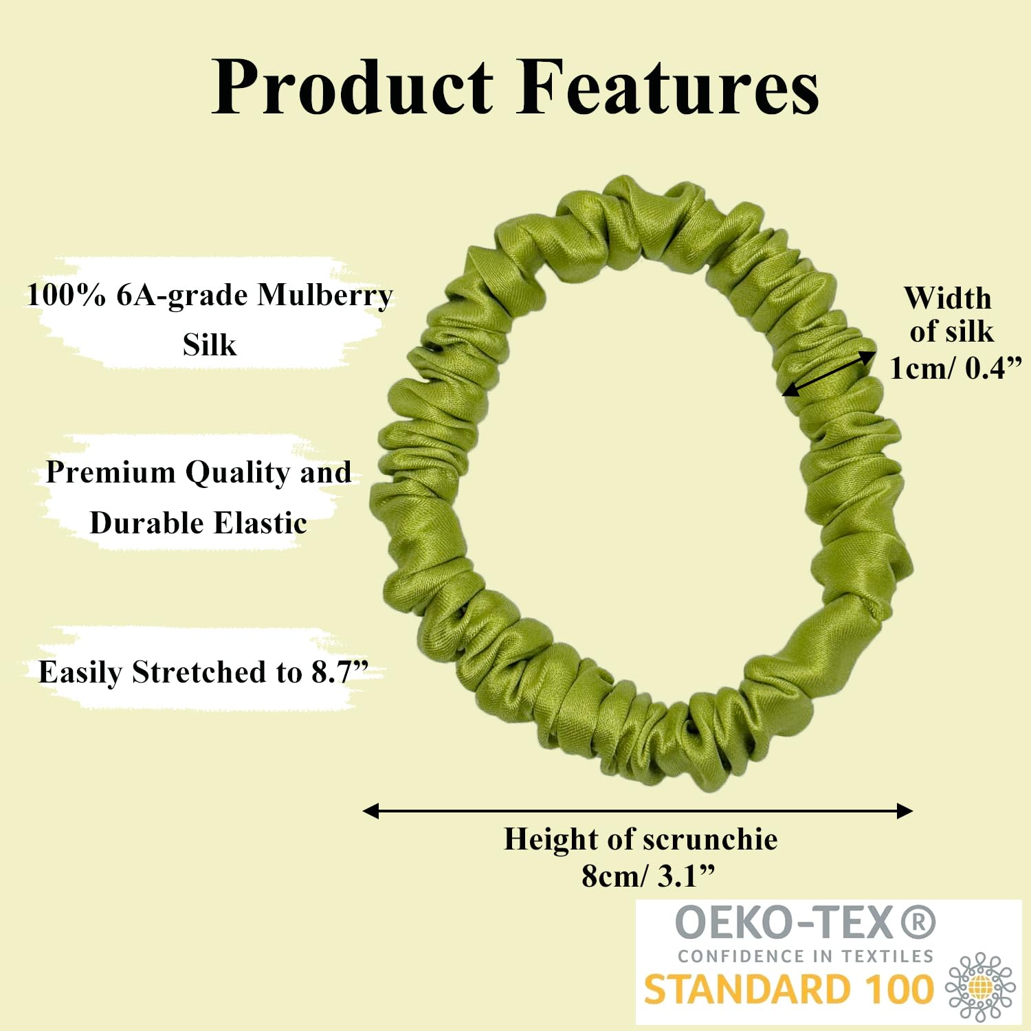 VLOMOT scrunchie worn on wrist for convenience and gentle hair holding benefit