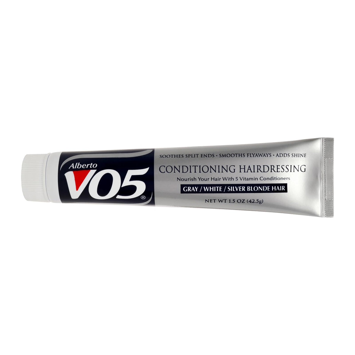 VO5 front packaging showing conditioning hairdressing, clear labeling and travel size benefit