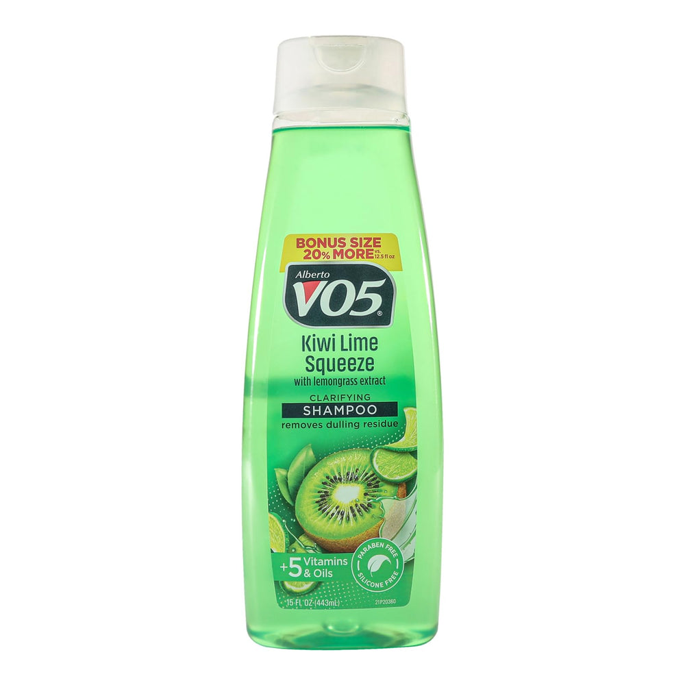 VO5 front packaging showing bottle and label for easy identification and benefits