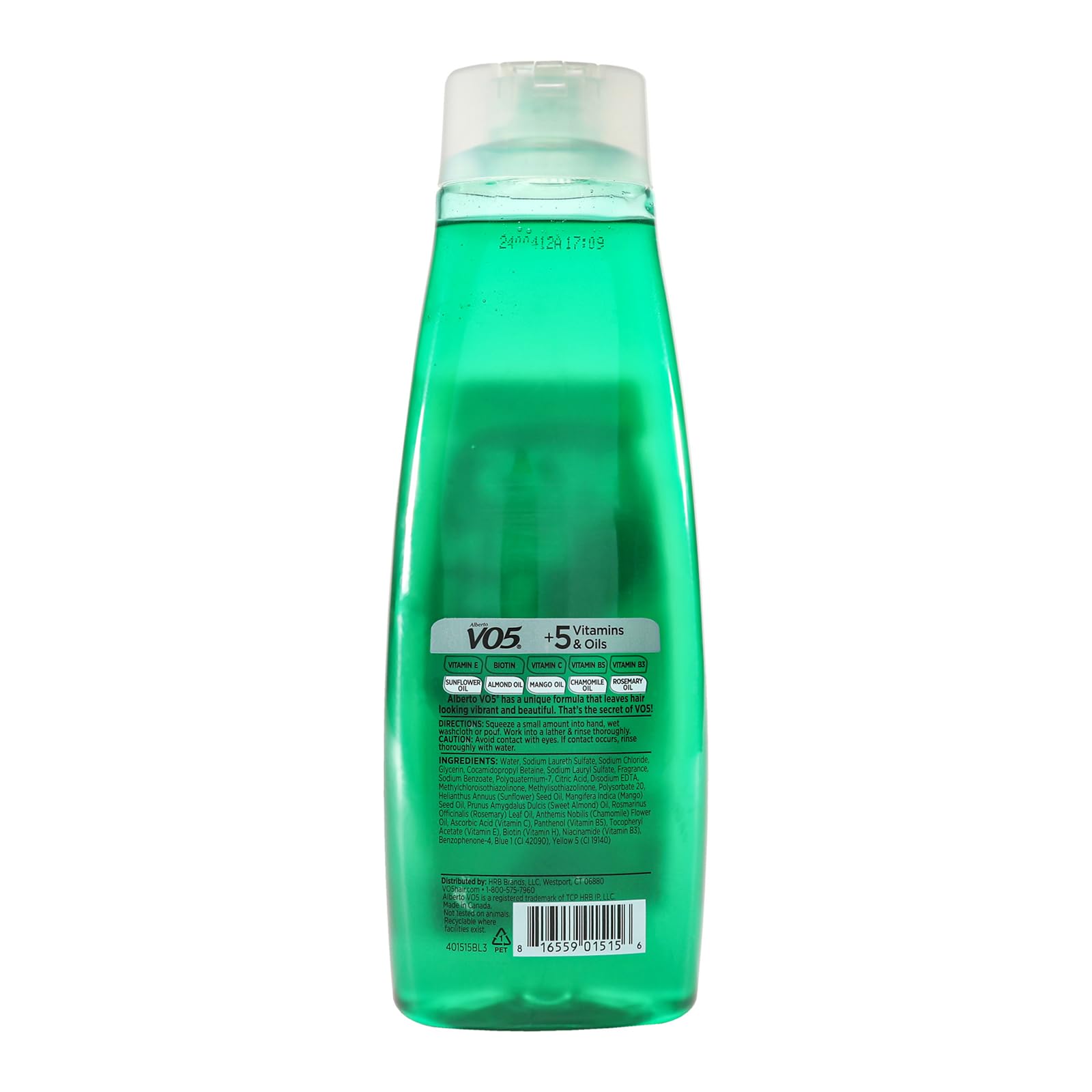 VO5 bottle in shower lifestyle image demonstrating fresh scent and time‑saving use