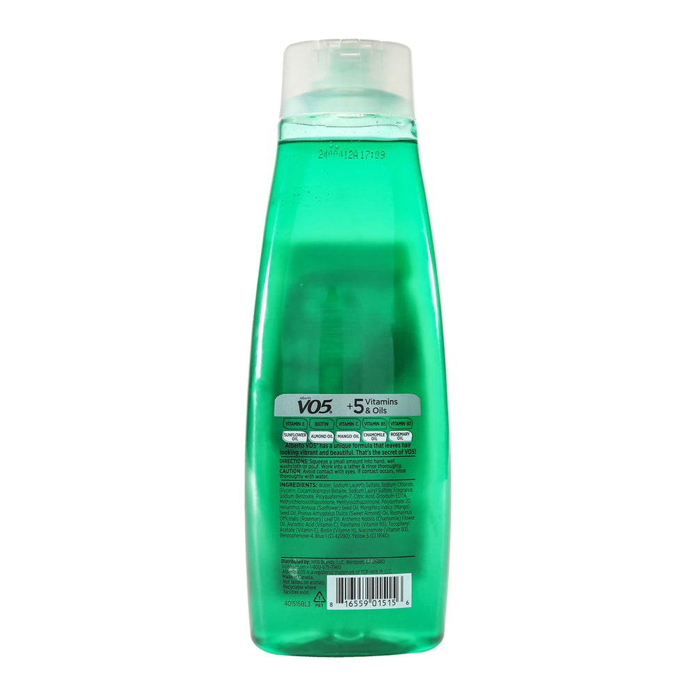VO5 bottle in shower lifestyle image demonstrating fresh scent and time‑saving use