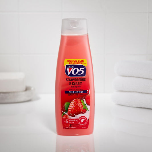 VO5 creamy lather close-up showing texture and moisturizing benefit for hair softness