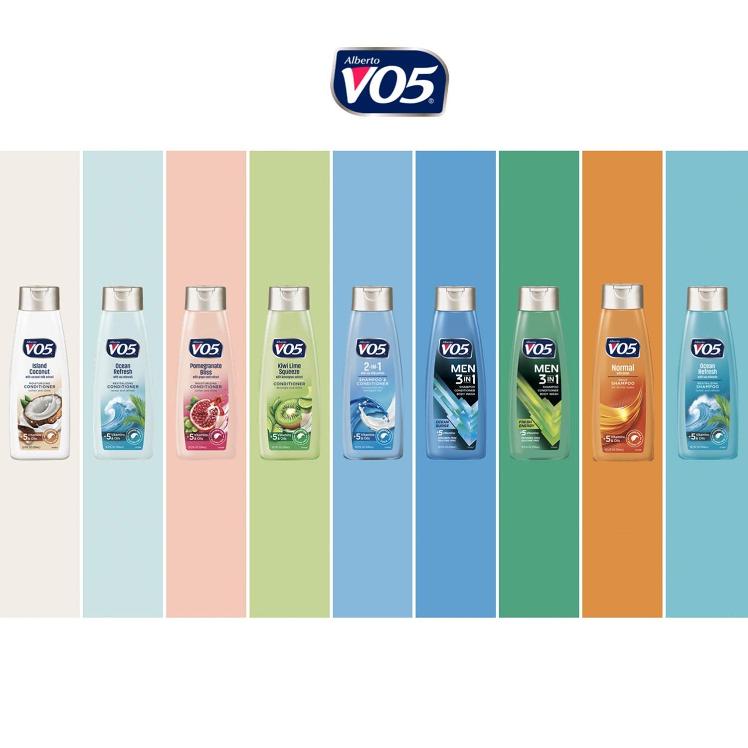 VO5 Ocean Refresh ingredients label highlighting vitamins and oils benefit