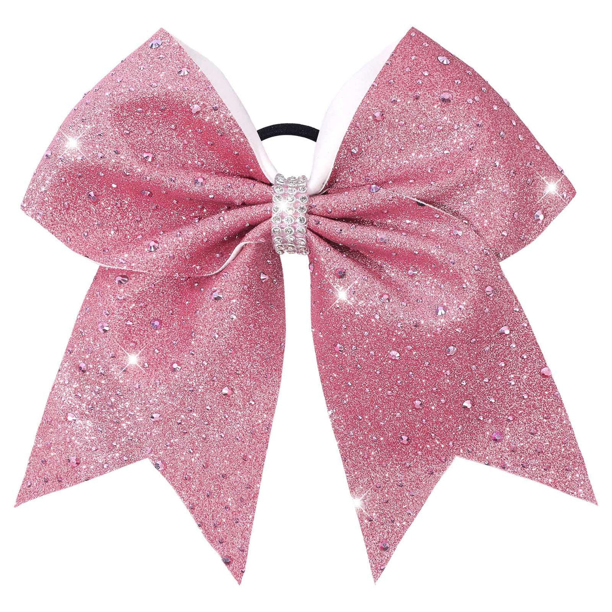 VOBOBE front view pink glitter bow showing full shape and sparkle